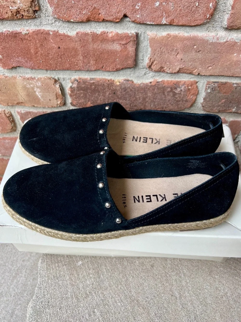 Anne Klein Black Suede Espadrilles Size 8.5 Medium